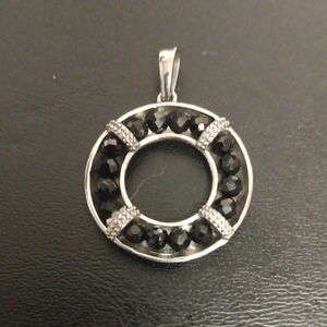Australian Black Tourmaline 6.30 ctw Circle Pendant without Chain